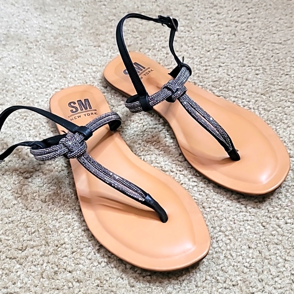 Black & Tan Studded Bling Rhinestones Sandals